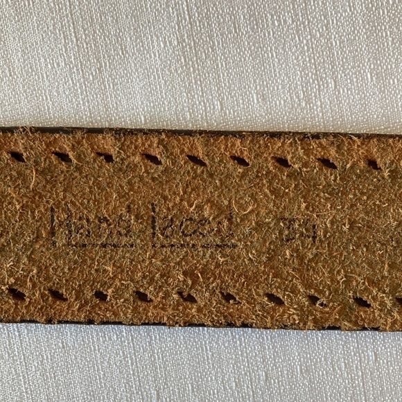 Brown Leather Tooled Belt Acorn Leaf Design with Green Accents Size‎ 34 - Picture 6 of 8